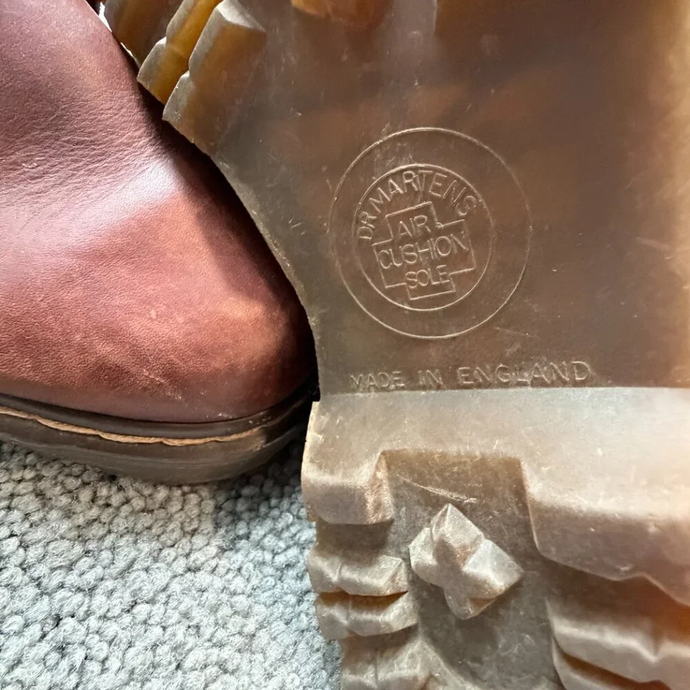 Vintage Dr. Martens Boots Rare 7 Eyelet Almond Toe - Made in England - Size UK7